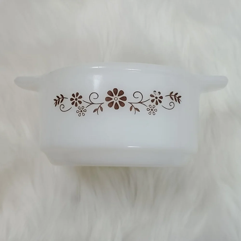Vintage Pyr O Rey Dynaware Daisy Mine Casserole Dish Brown Retro Stoneware
